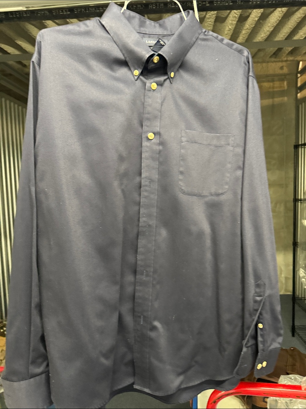 Lands' End Men's Navy Button-Down Dress Shirt XL - Like New